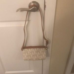 Michael Kors white and tan wallet bag